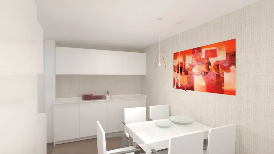 Aravaca | Cocina Santos | Modelo Line Estratificado Blanco | Encimera Silestone Blanco