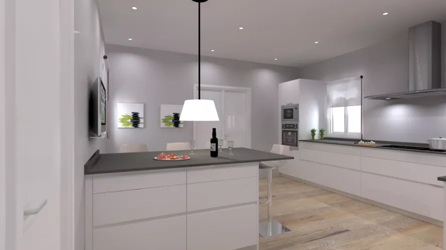 Alpedrete | Cocina Santos | Modelo Minos Blanco Seff | Encimera Silestone