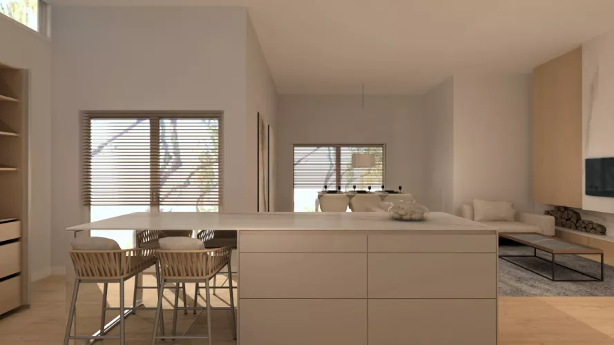 Isla cocina Santos gris arena y roble