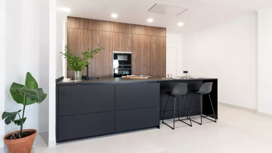 Isla negra con frente nogal