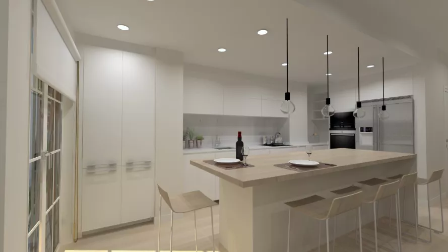 Lenguaje rectangular en una cocina