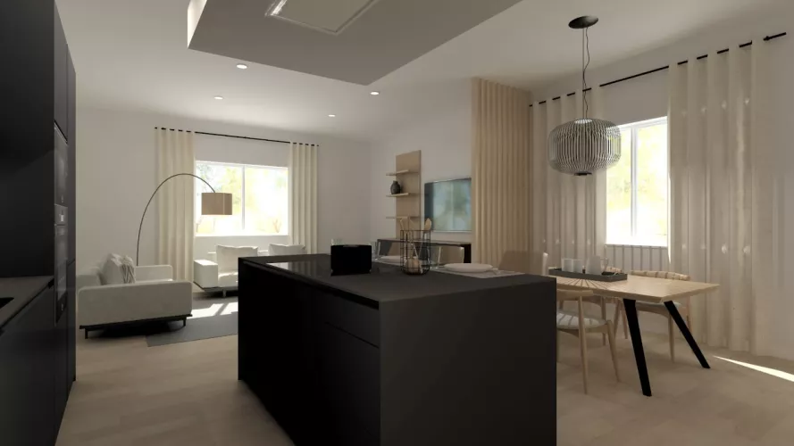 Península cocina Santos negra