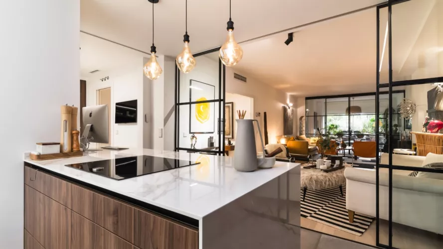 Península en cocina Santos nogal