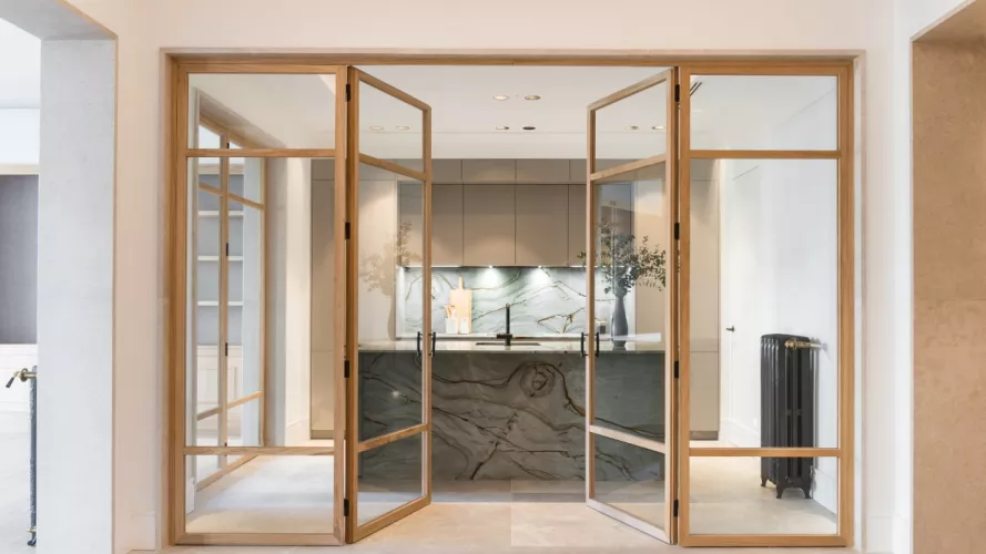 Puertas acceso cocina Santos gris