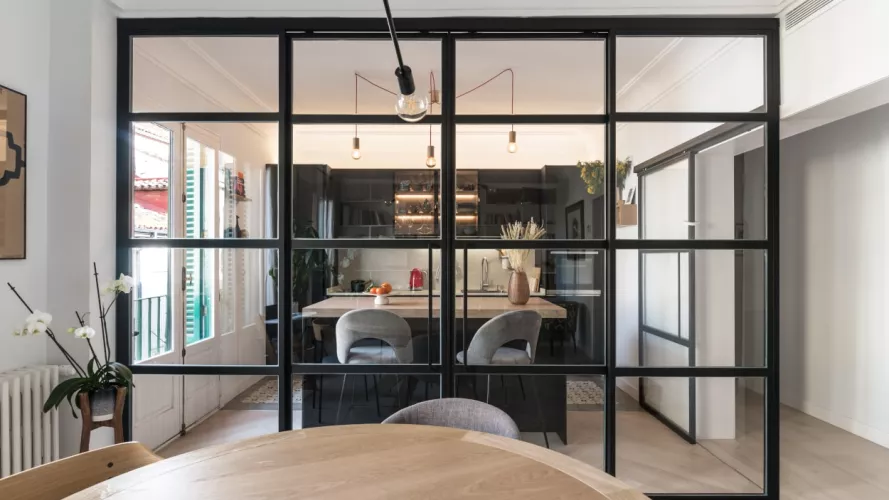 Puertas correderas cristal aluminio negro