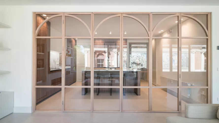 Puertas de cristal nogal