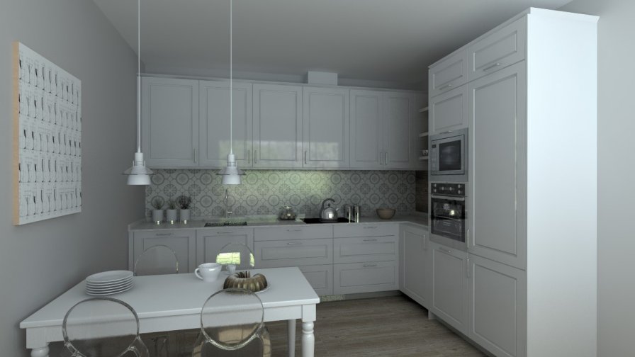 Aravaca | Cocina Santos | Modelo Epoca Laca Gris Nube | Encimera Silestone Lagoon 