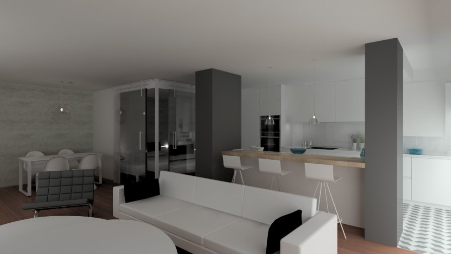 Proyecto en Madrid – Cocina Santos LINE-L en seda mate con encimera Silestone Blanco Zeus y zona de comedor integrada