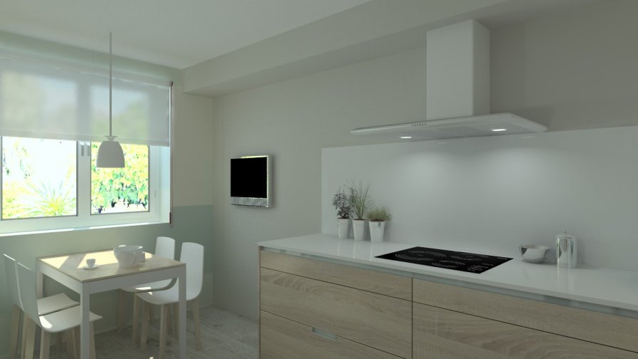 Aravaca | Cocina Santos | Modelo Minos Estratificado Roble Barrica | Encimera Silestone Blanco Suede