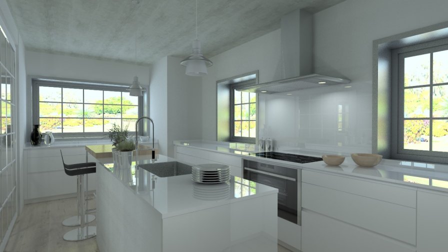 Aravaca | Cocina Santos | Modelo Line Laminado Blanco | Encimera Silestone Blanco 