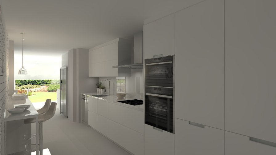 Aravaca | Cocina Santos | Modelo Line L Blanco Seda | Encimera Silestone Blanco