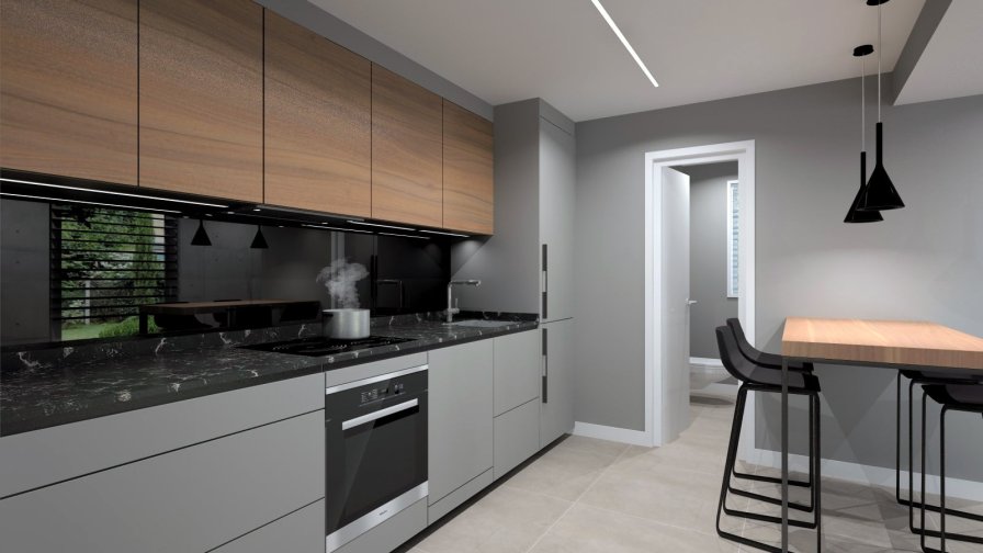 Cocina Santos en Color Gris Visón y Nogal Tierra