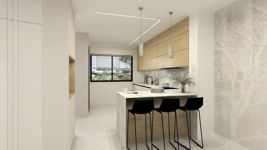 Una cocina de inspiración contemporánea y calidez natural