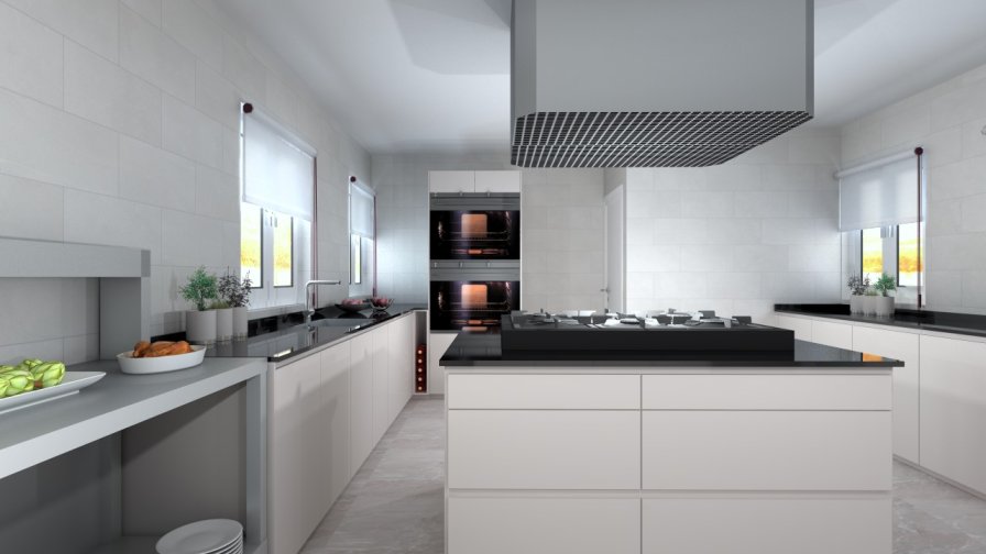 Cocina Santos modelo Fine D en cashmere con encimera Naturamia Sahara Nights