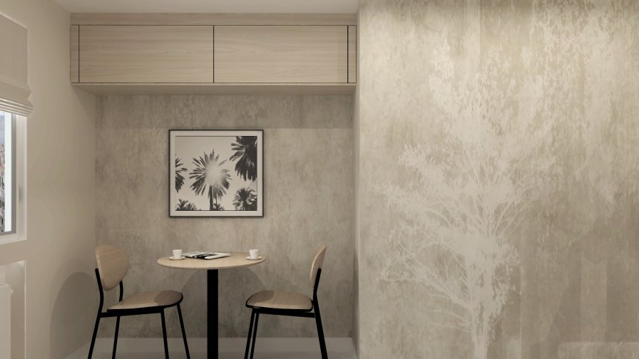 Cocina lineal, diseñada para maximizar funcionalidad y calidez en espacios reducidos