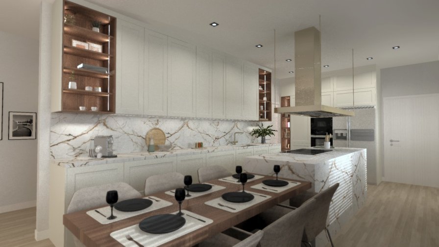 Cocina luminosa con isla central elegancia atemporal y diseño equilibrado