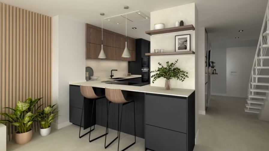 Cocina Santos Abierta al salón en L