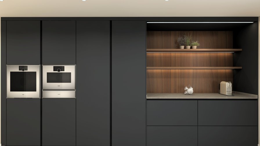 Cocina moderna en tonos oscuros en Madrid