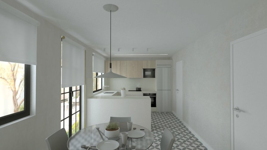 Cocina Santos Blanca en Forma de U