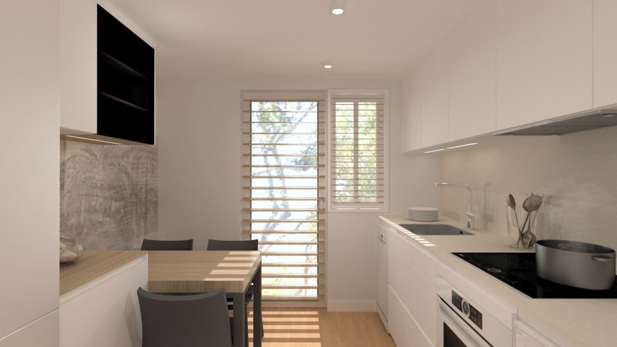 Cocina Santos clara con mesado