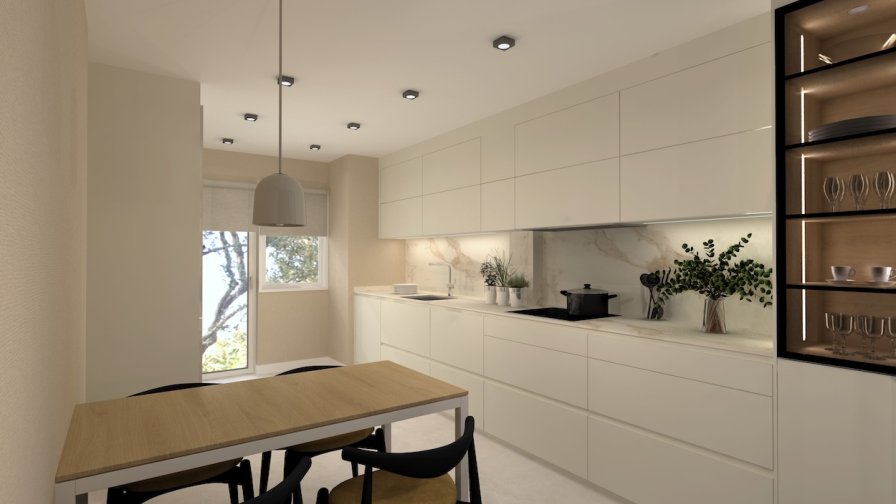 Cocina moderna en tonos claros