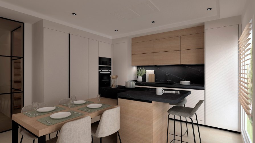 Cocina Santos con isla y mesado