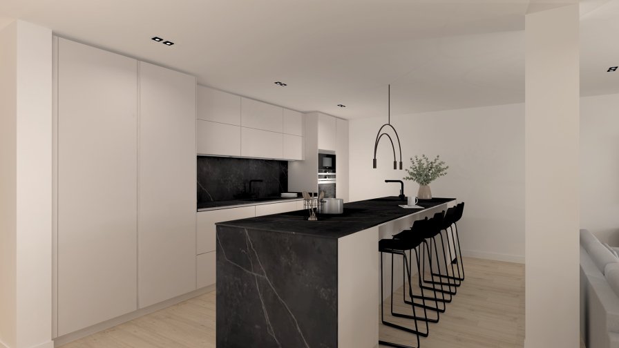 Cocina Santos lacada con encimera oscura