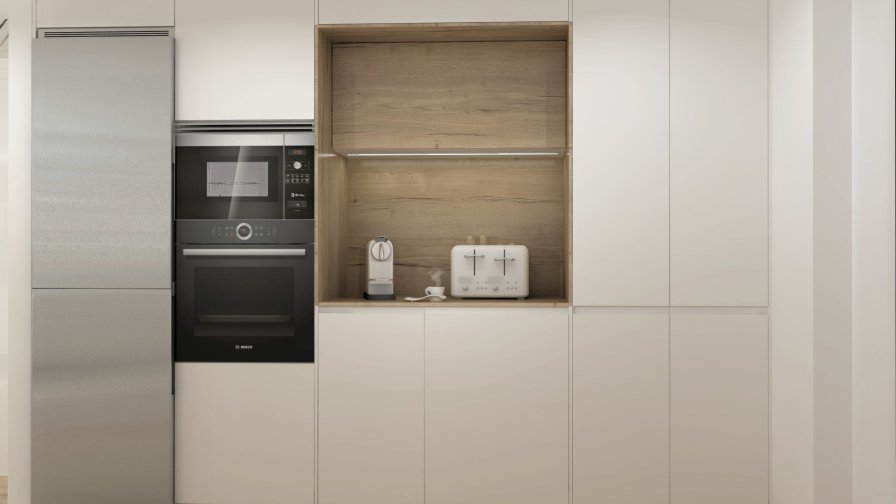 Cocina Santos blanca abierta al salón