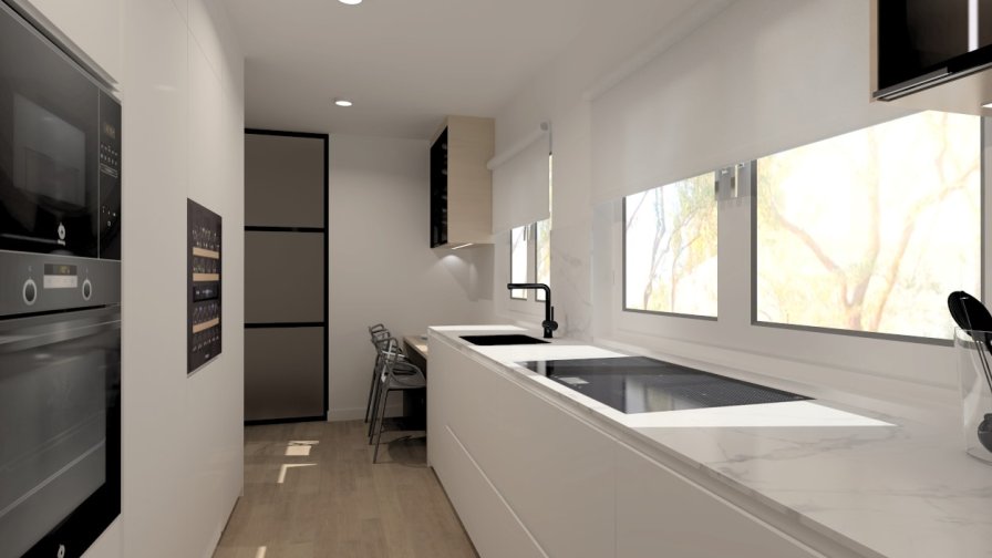 Cocina Santos blanca con encimera de Inalco