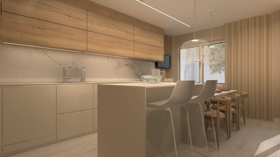 Cocina Santos Blanca con Isla