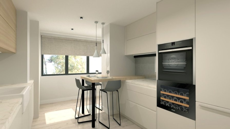 Cocina Santos blanca en paralelo