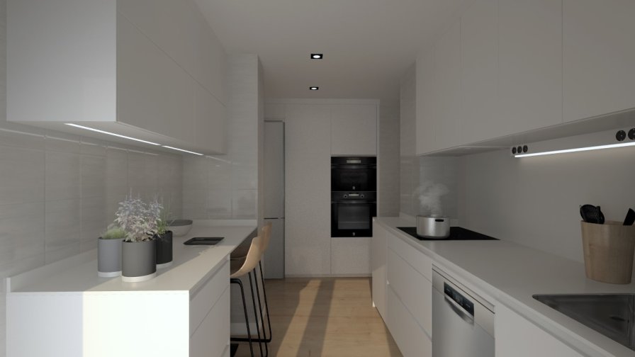 Cocina Santos blanca en paralelo