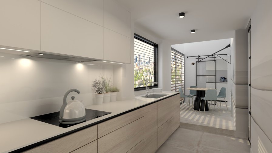 Cocina Santos Blanca y Roble abierta al salón