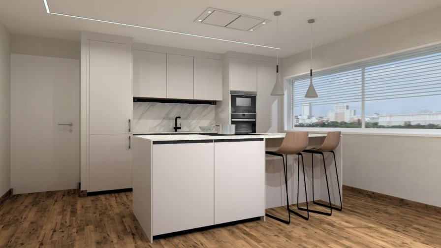 Cocina Santos Cashmere con isla abierta al salón