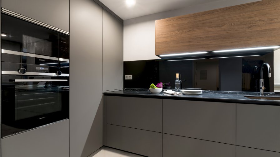 Cocina Santos con Península en Gris Visón