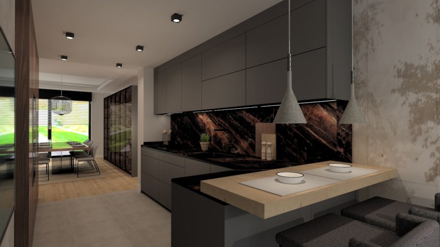 Cocina Santos gris abierta al salón