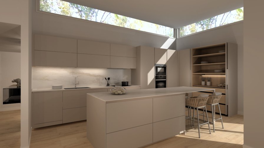 Cocina Santos gris arena y roble