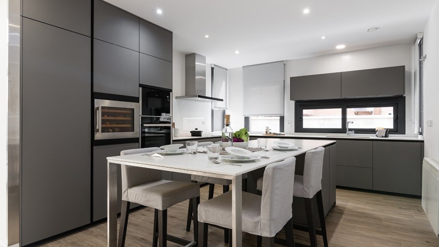 Cocina Santos Gris Visón con Isla 