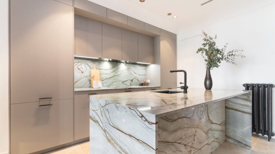 Cocina Santos gris con isla