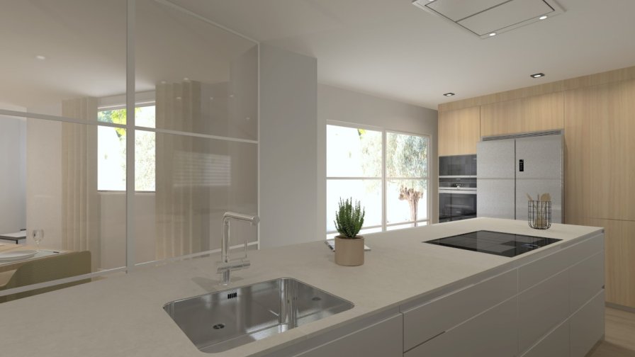 Cocina Santos gris con isla