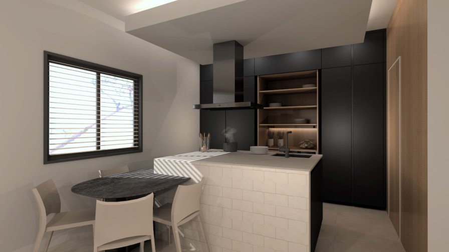 Cocina Santos negra con isla