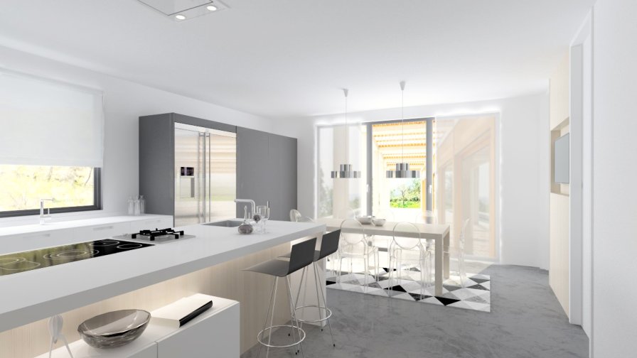 Madrid | Cocina Santos | Modelo Karmel Gris y Blanco Corian