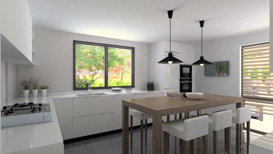 Aravaca | Cocina Santos | Modelo Line Estatrificado Blanco | Encimera Silestone Blanco 