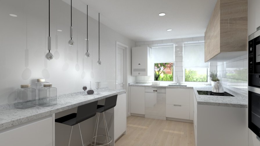 Cocina Santos Modelo LINE en Aravaca con Encimera de Granito Negro