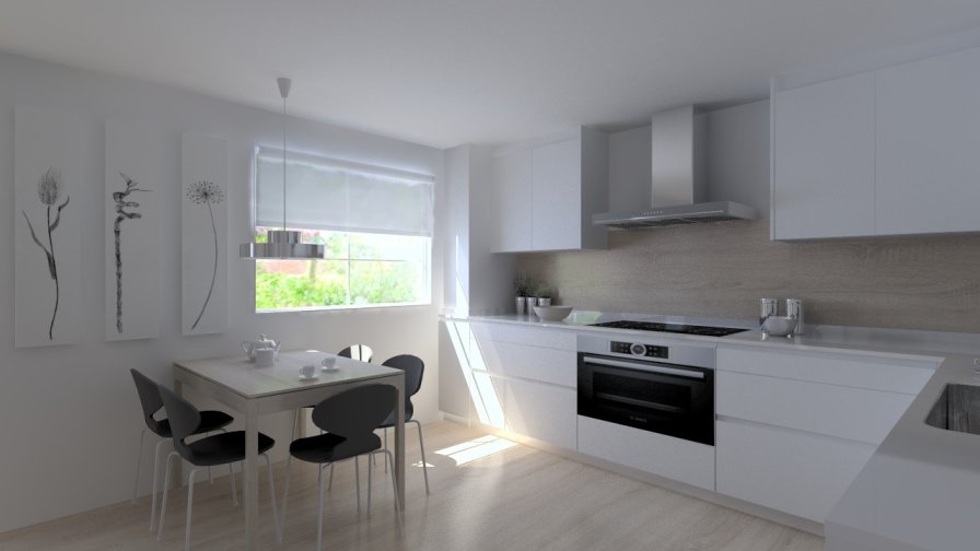 Aravaca | Cocina Santos | Modelo Line E Estratificado Blanco | Encimera Silestone Blanco