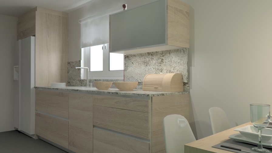 Madrid | Cocina Santos | Modelo Line E Estratificado Roble Barrica Naturamia 