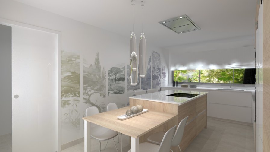 Madrid | Cocina Santos | Modelo Line Estratificado | Encimera Dalian