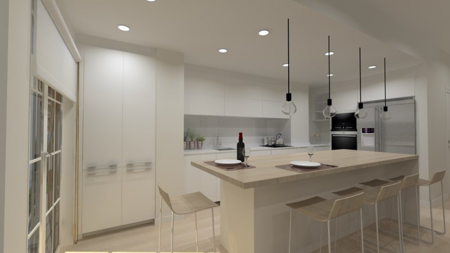 Lenguaje rectangular en una cocina