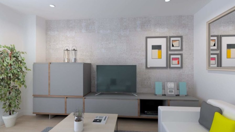 Proyecto de Salón simple en tonos grises