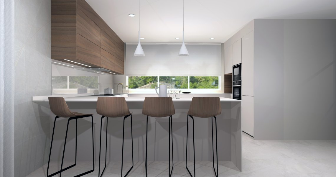 Cocina Santos en forma de U blanca | Docrys & DC